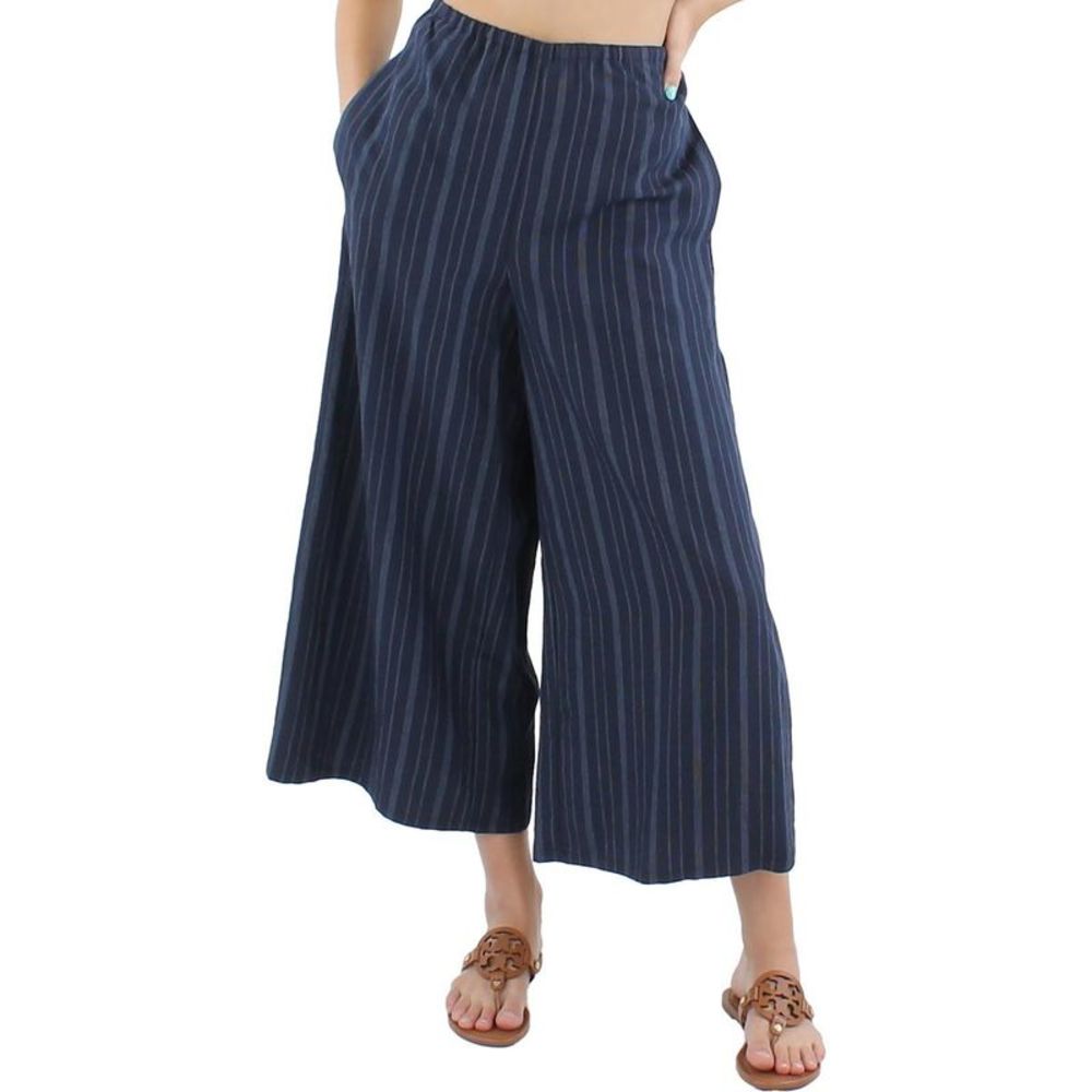 Vince Womens Blue Striped Pull On Casual Cropped Pants NWT